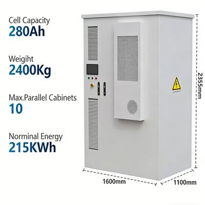 Système de stockage de l'énergie BESS de 215 KWH Modbus Com avec une efficacité de 98%